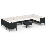 Set Divani da Giardino 11 pz con Cuscini in Polyrattan Nero