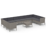 Set Divani da Giardino 11 pz con Cuscini in Polyrattan Grigio