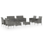 Set Divani da Giardino 8 pz con Cuscini in Polyrattan Grigio