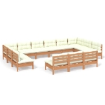 Set Divani da Giardino 13 pz con Cuscini Miele Legno di Pino