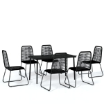 Set Mobili da Pranzo per Giardino 7 pz Nero