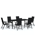 Set Mobili da Pranzo per Giardino 7 pz Nero