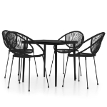 Set Mobili da Pranzo per Giardino 5 pz Nero