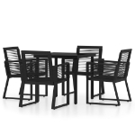 Set Mobili da Pranzo per Giardino 5 pz Nero