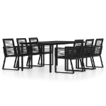 Set Mobili da Pranzo per Giardino 7 pz Nero