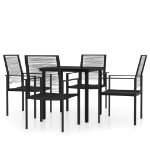 Set Mobili da Pranzo per Giardino 5 pz Nero