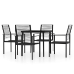 Set Mobili da Pranzo per Giardino 5 pz Nero