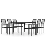 Set Mobili da Pranzo da Giardino 7 pz Nero