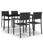 Set Mobili da Pranzo per Giardino 5 pz Nero