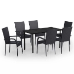 Set Mobili da Pranzo per Giardino 7 pz Nero