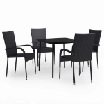 Set Mobili da Pranzo per Giardino 5 pz Nero