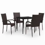 Set da Pranzo per Giardino 5 pz Marrone e Nero