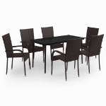 Set da Pranzo da Giardino 7 pz Marrone e Nero