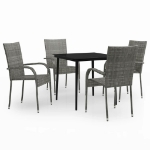 Set Mobili da Pranzo da Giardino Grigio e Nero 5 pz