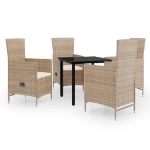 Set da Pranzo da Giardino Beige 5 pz con Cuscini