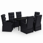 Set da Pranzo da Giardino con Cuscini 7 pz Nero