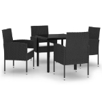 Set Mobili da Pranzo per Giardino 5 pz Nero