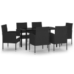 idaXL Set Mobili da Pranzo per Giardino 7 pz Nero