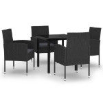 Set Mobili da Pranzo per Giardino 5 pz Nero