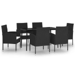 idaXL Set Mobili da Pranzo per Giardino 7 pz Nero