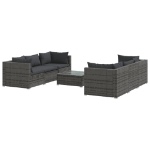 Set Divani da Giardino 7 pz con Cuscini in Polyrattan Grigio