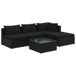 Set Divani da Giardino 5 pz con Cuscini in Polyrattan Nero