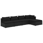 Set Divani da Giardino 5 pz con Cuscini in Polyrattan Nero