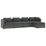 Set Divani da Giardino 5 pz con Cuscini in Polyrattan Grigio