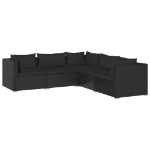 Set Divani da Giardino 5 pz con Cuscini in Polyrattan Nero