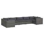 Set Divani da Giardino 7 pz con Cuscini in Polyrattan Grigio