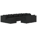 Set Divani da Giardino 9 pz con Cuscini in Polyrattan Nero