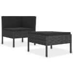 Set Divani da Giardino 2 pz con Cuscini in Polyrattan Nero