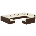 Set Divani da Giardino 12 pz con Cuscini in Polyrattan Marrone