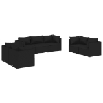 Set Divani da Giardino 7 pz con Cuscini in Polyrattan Nero