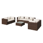 Set Divani da Giardino 8 pz con Cuscini in Polyrattan Marrone