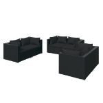 Set Divani da Giardino 6 pz con Cuscini in Polyrattan Nero