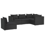 Set Divani da Giardino 5 pz con Cuscini in Polyrattan Nero