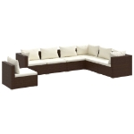 Set Divani da Giardino 7 pz con Cuscini in Polyrattan Marrone