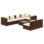 Set Divani da Giardino 8 pz con Cuscini in Polyrattan Marrone