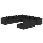 Set Divani da Giardino 9 pz con Cuscini in Polyrattan Nero