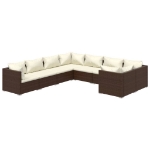 Set Divani da Giardino 8 pz con Cuscini in Polyrattan Marrone