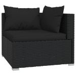 Set Divani da Giardino 5 pz con Cuscini in Polyrattan Nero