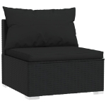 Set Divani da Giardino 10 pz con Cuscini in Polyrattan Nero