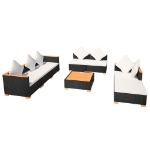 Set Divani da Giardino 8 pz con Cuscini in Polyrattan Nero