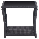 Set da Bistrot 3 pz con Cuscini in Polyrattan Nero