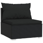 Set Divani da Giardino 3 pz con Cuscini in Polyrattan Nero