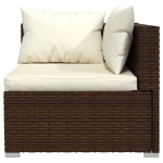 Set Divani da Giardino 5 pz con Cuscini in Polyrattan Marrone