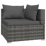 Set Divani da Giardino 6 pz con Cuscini in Polyrattan Grigio