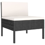 Set Divani da Giardino 3 pz con Cuscini in Polyrattan Nero