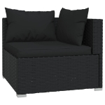 Set Divani da Giardino 7 pz con Cuscini in Polyrattan Nero